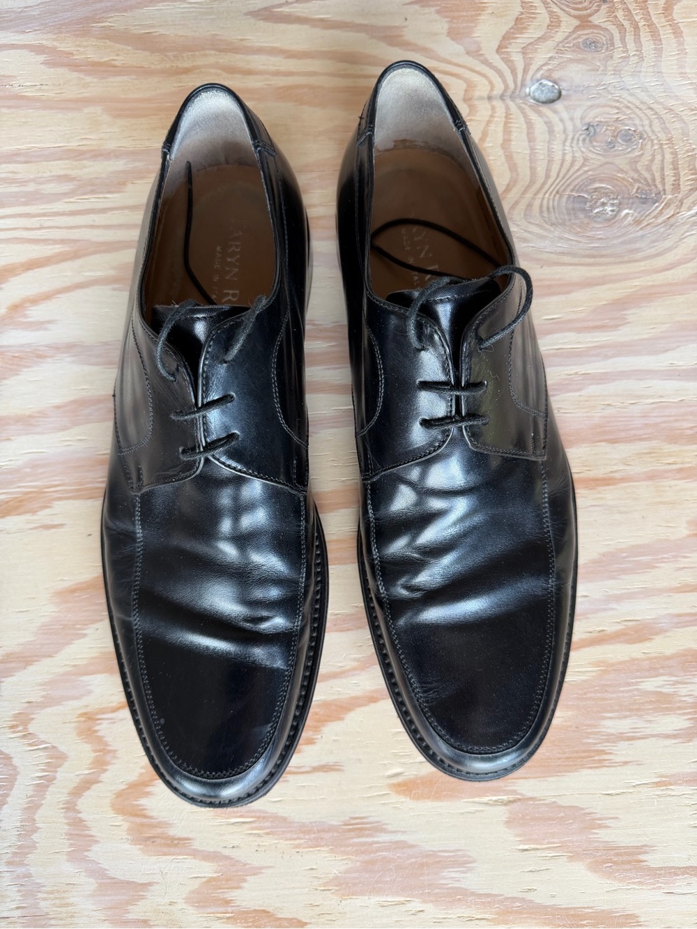 Taryn Rose Black Leather Derby Oxfords